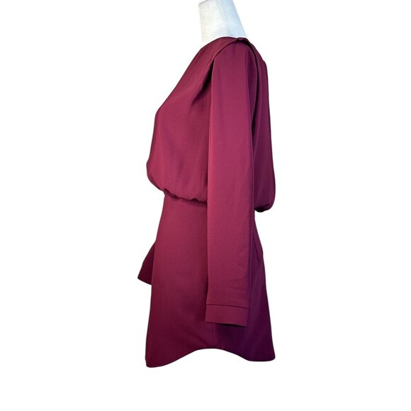 Amanda Uprichard Baldwin Dress in Burgundy XSmall Womens Long Sleeve Mini - Picture 5 of 15
